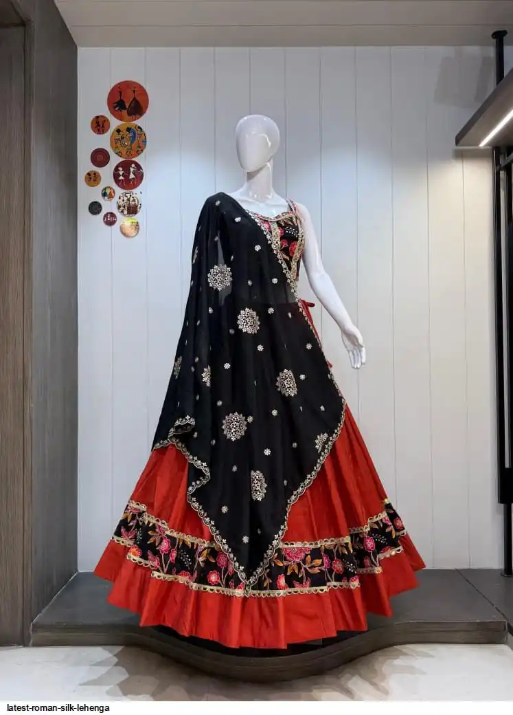 LATEST ROMAN SILK LEHENGA 1