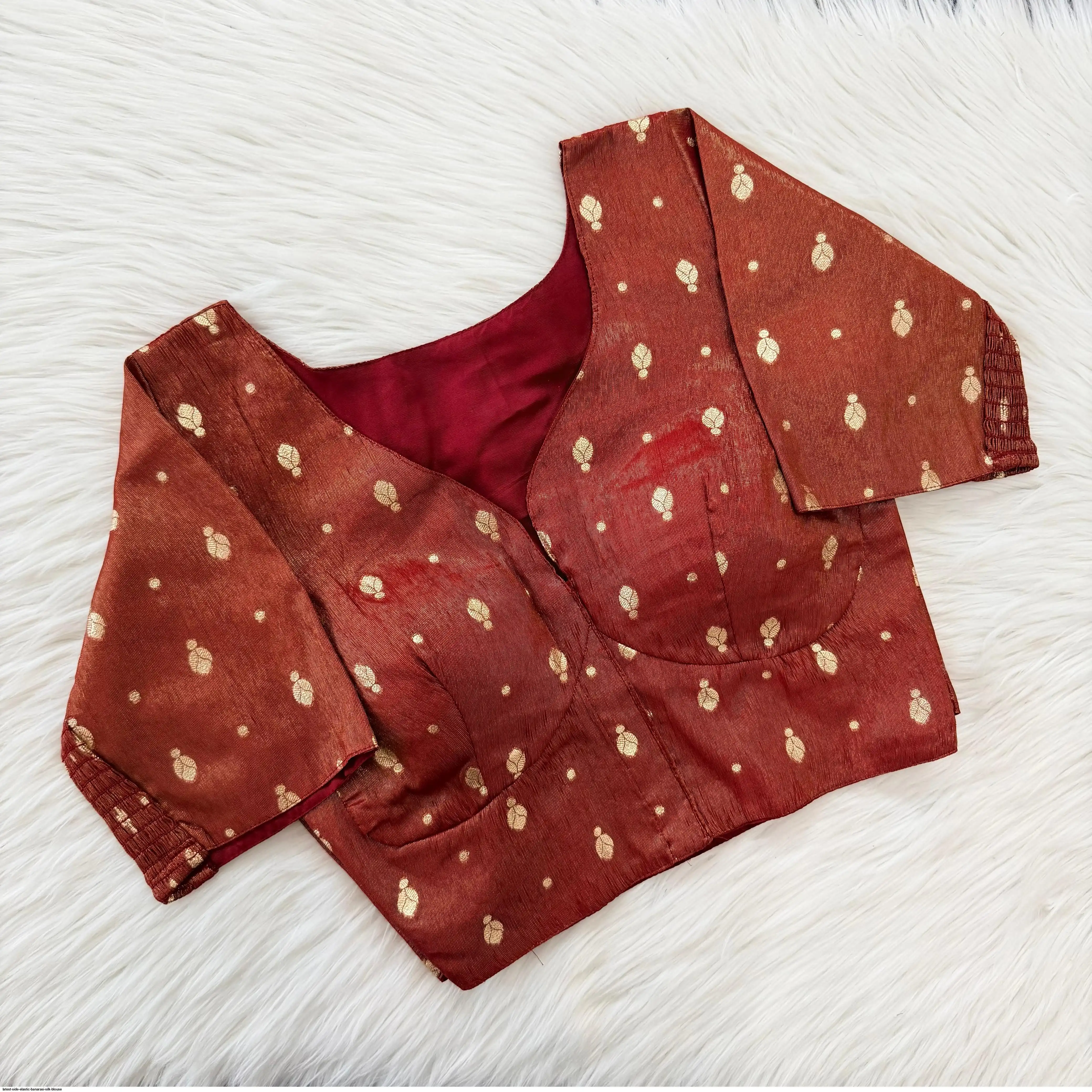 LATEST SIDE ELASTIC BANARASI SILK BLOUSE 4