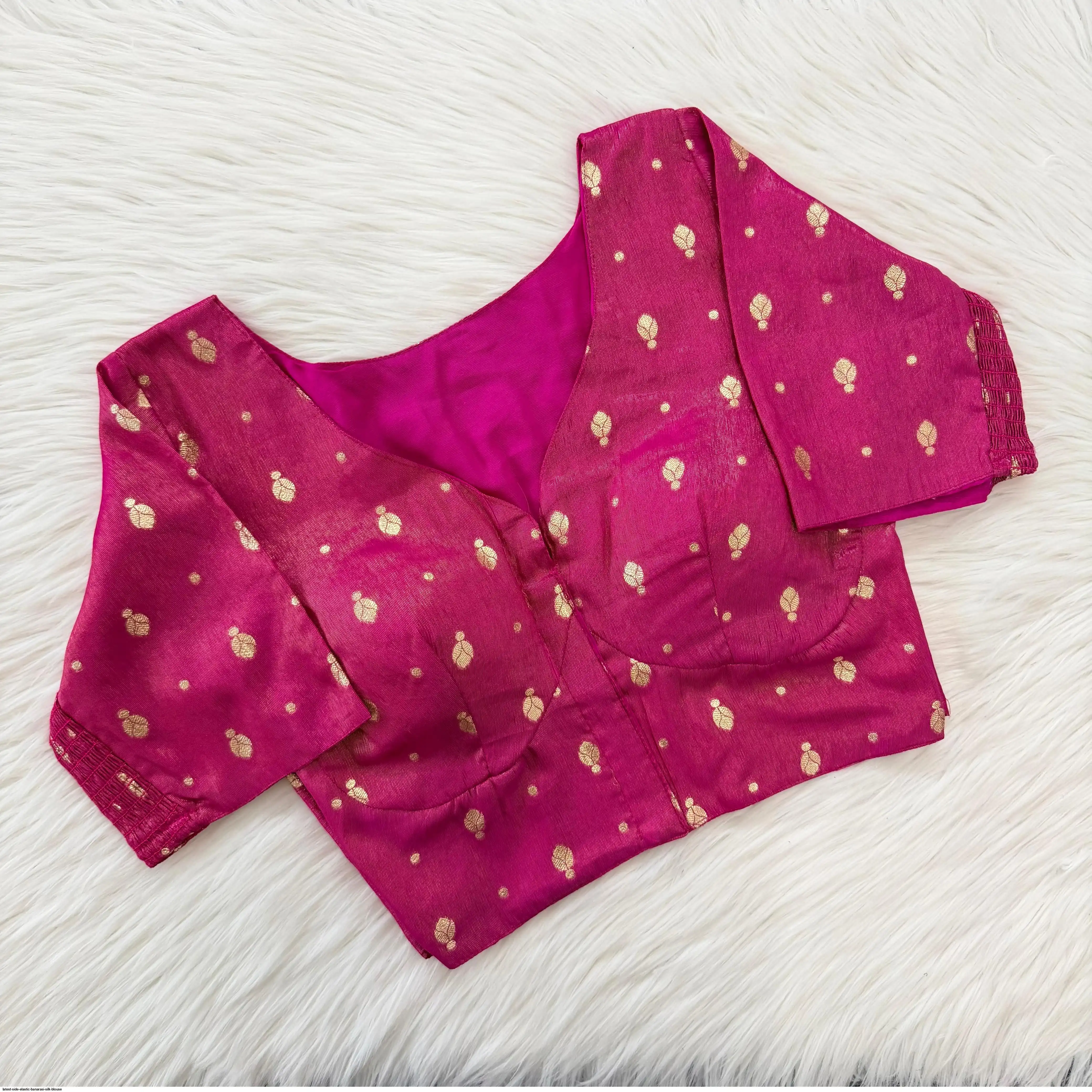 LATEST SIDE ELASTIC BANARASI SILK BLOUSE 5