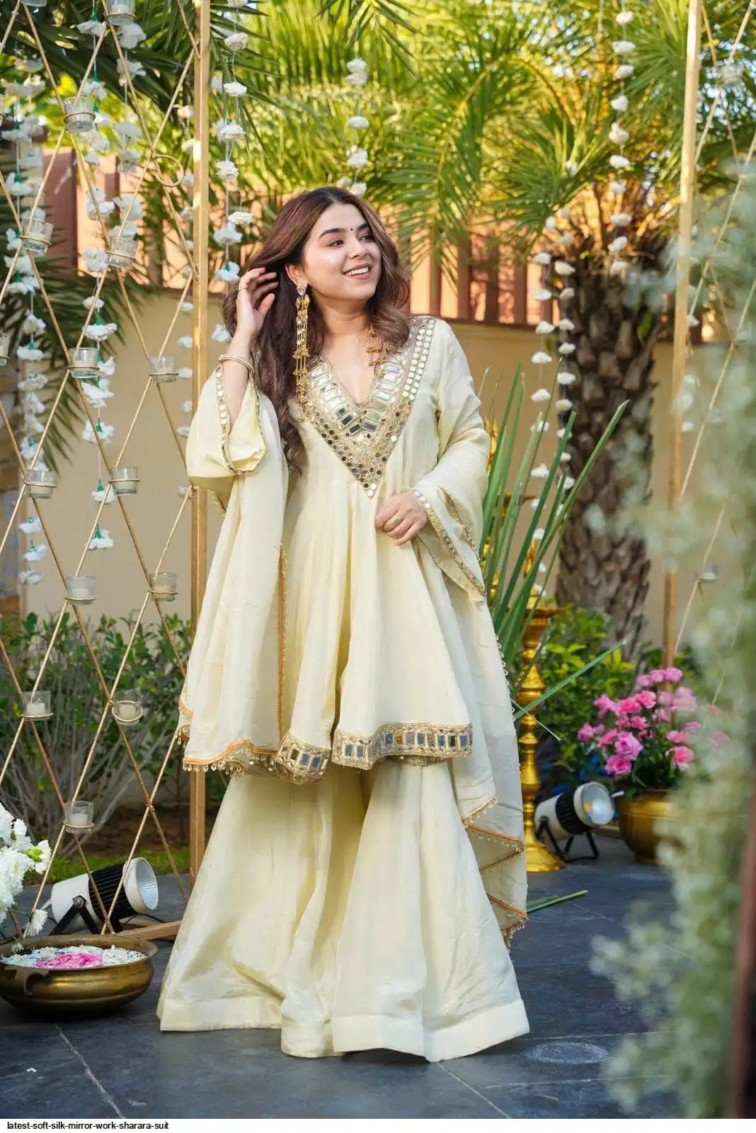 LATEST soft Silk mirror WORK SHARARA SUIT
