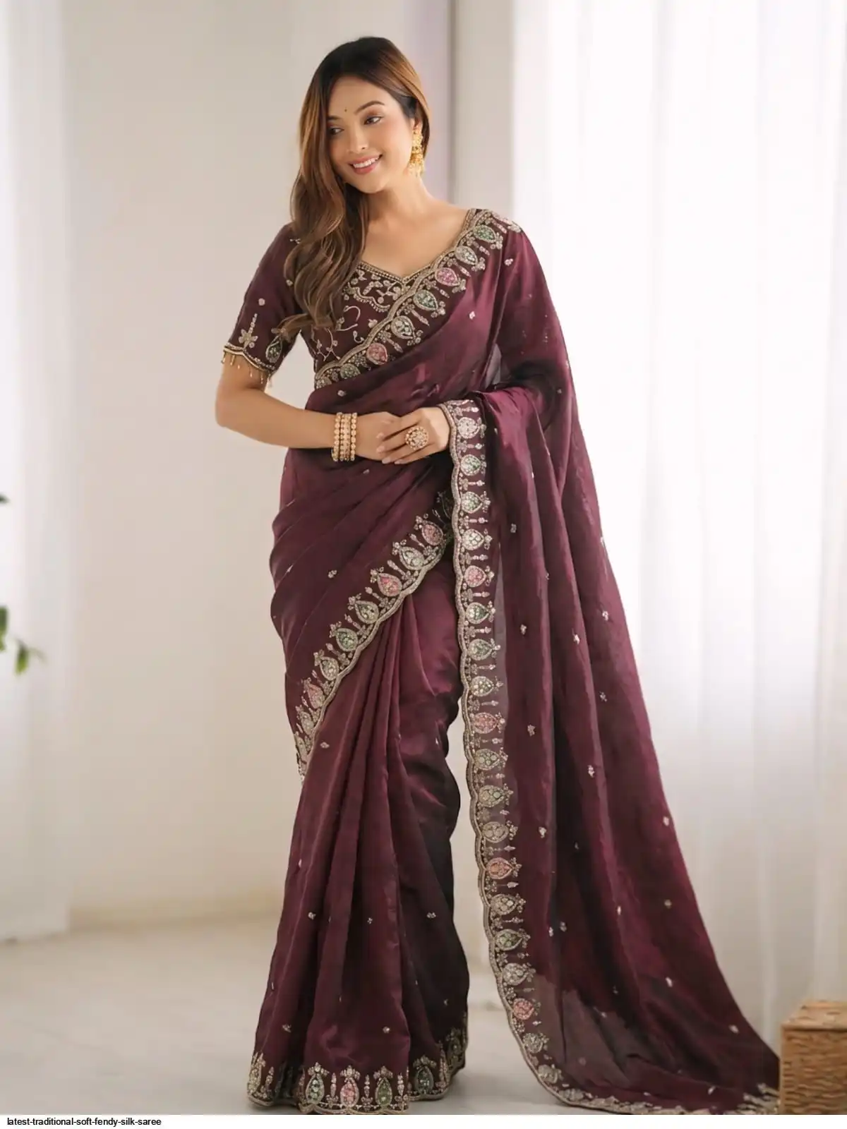 LATEST TRADITIONAL SOFT FENDY SILK SAREE 6