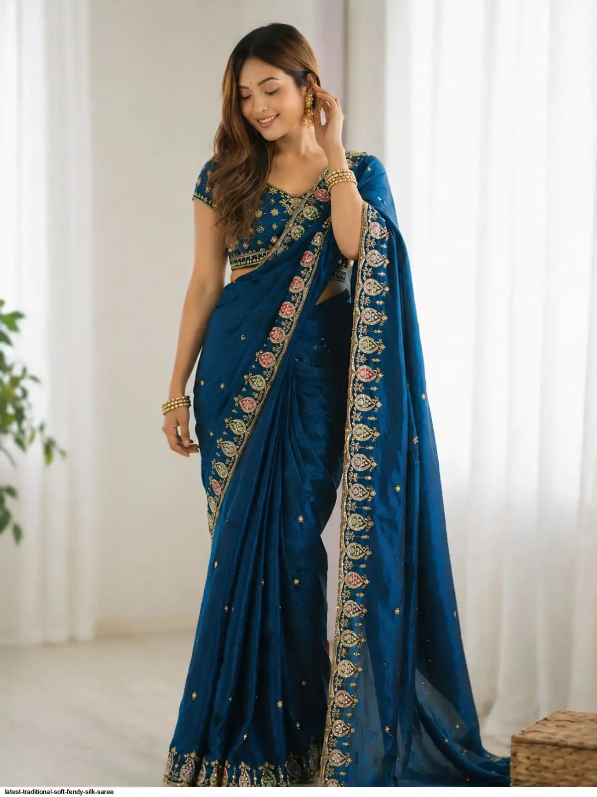 LATEST TRADITIONAL SOFT FENDY SILK SAREE 5