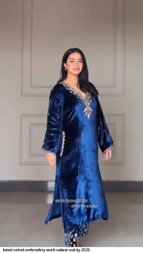 LATEST VELVET EMBROIDERY WORK SALWAR SUIT LG 2025 B