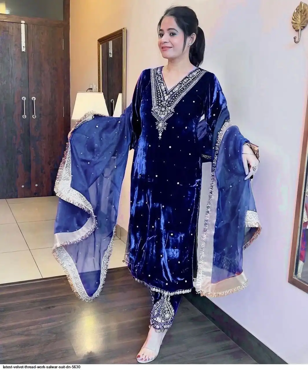 LATEST VELVET THREAD WORK SALWAR SUIT DN 5630 C