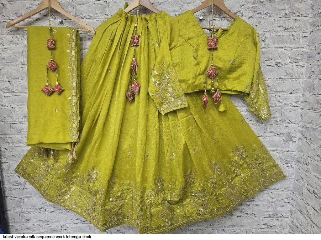 LATEST VICHITRA SILK SEQUENCE WORK LEHENGA CHOLI
