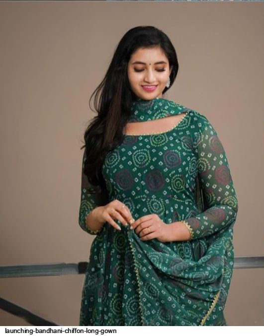 launching bandhani CHIFFON LONG GOWN