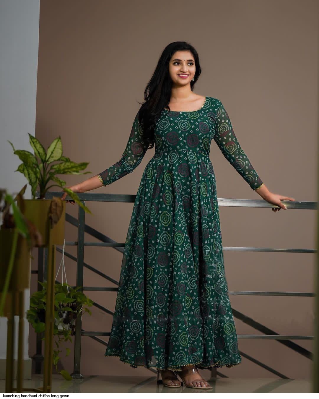 Blue Bandhani Printed Georgette Party Wear Dress – Shinisha