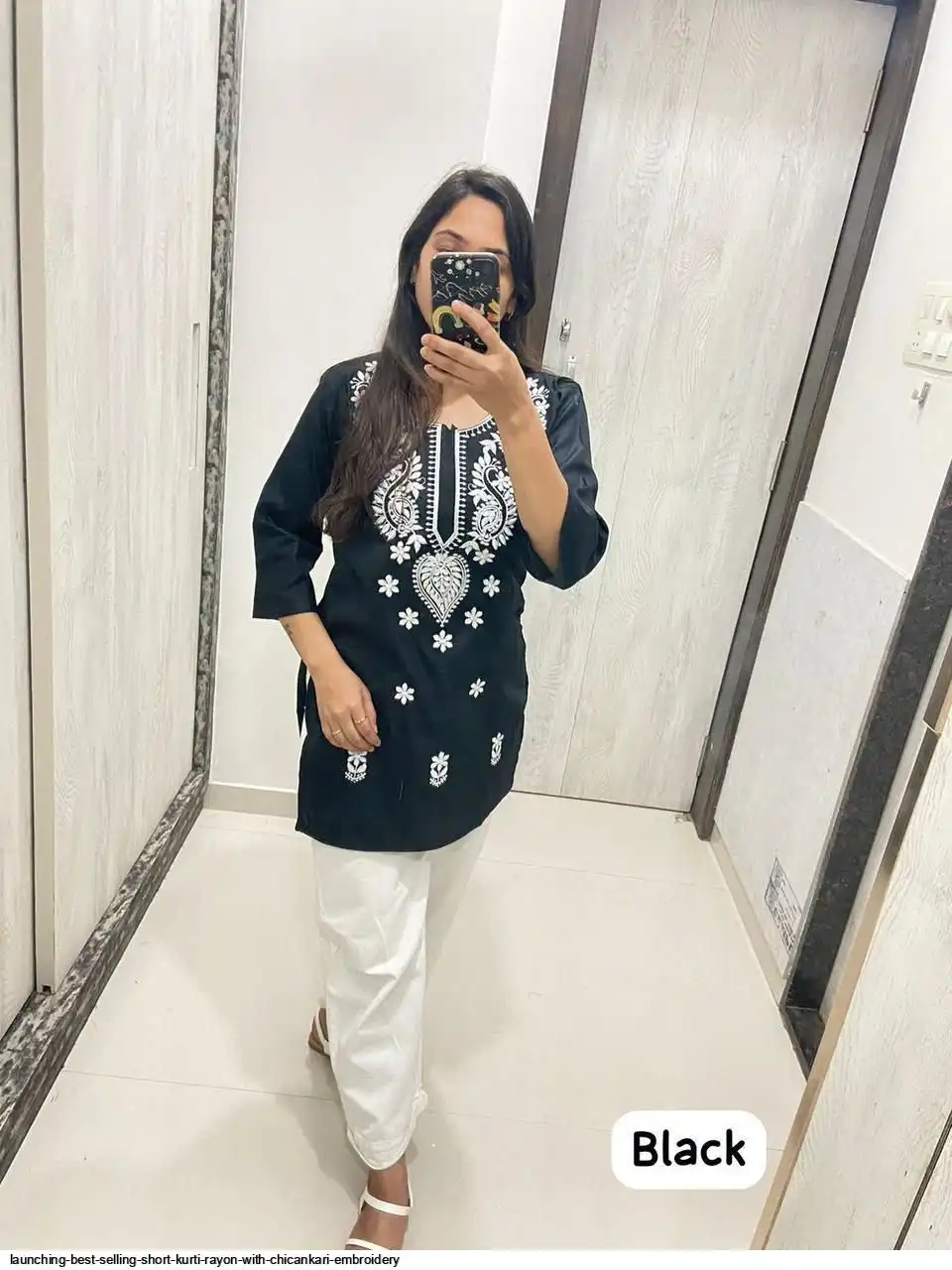 LAUNCHING BEST SHORT KURTI RAYON WITH CHICANKARI EMBROIDERY C