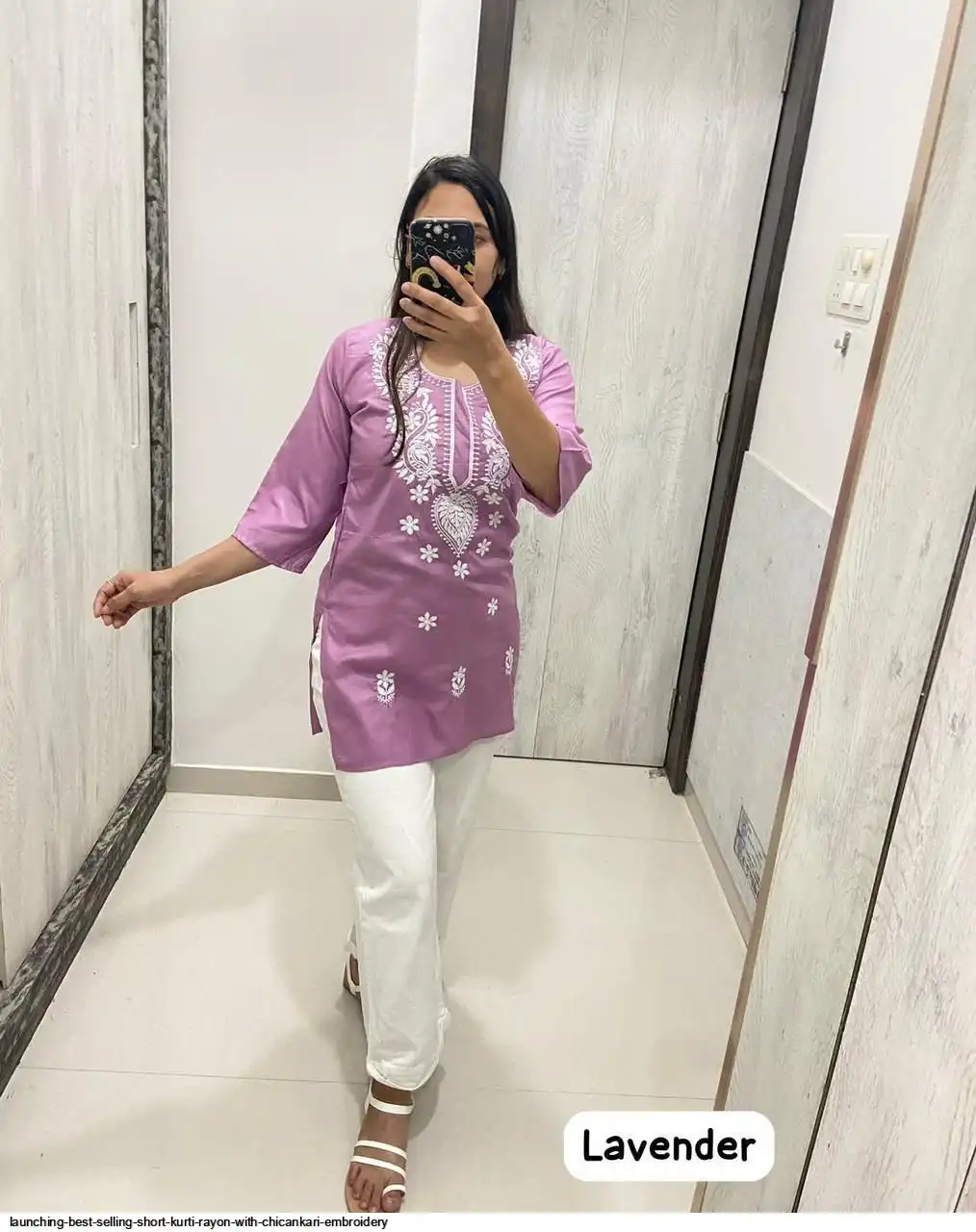 LAUNCHING BEST SHORT KURTI RAYON WITH CHICANKARI EMBROIDERY B