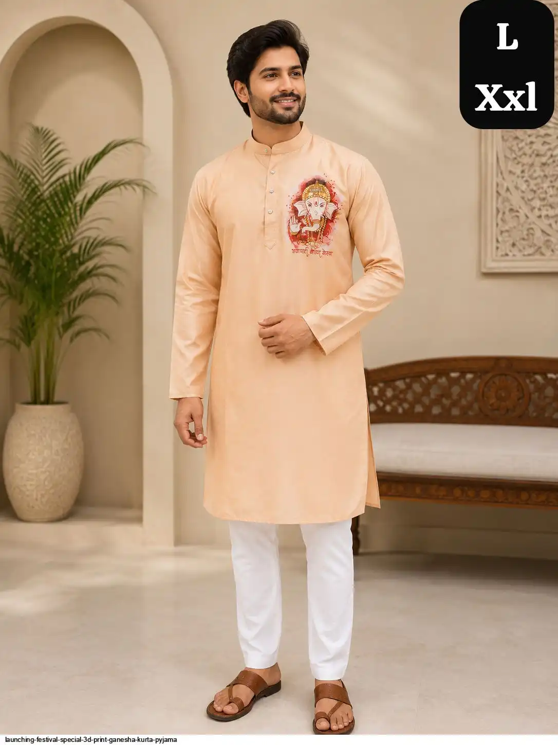 LAUNCHING FESTIVAL SPECIAL 3D PRINT GANESHA KURTA PYJAMA 7