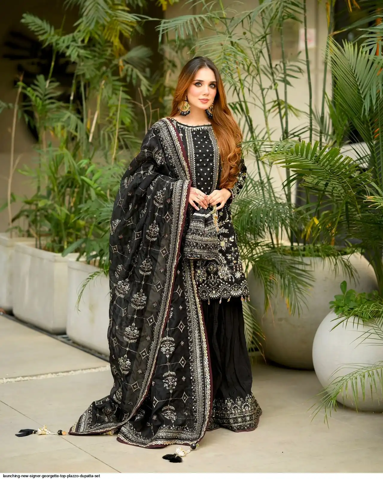 LAUNCHING NEW SIGNER GEORGETTE TOP PLAZZO DUPATTA SET D