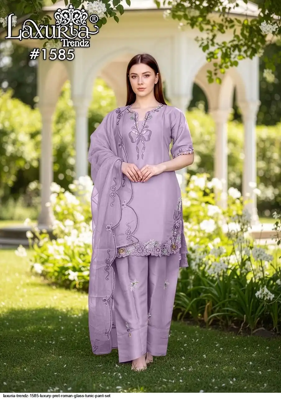 Laxuria Trendz 1585 Luxury Pret Roman Glass Tunic Pant Set