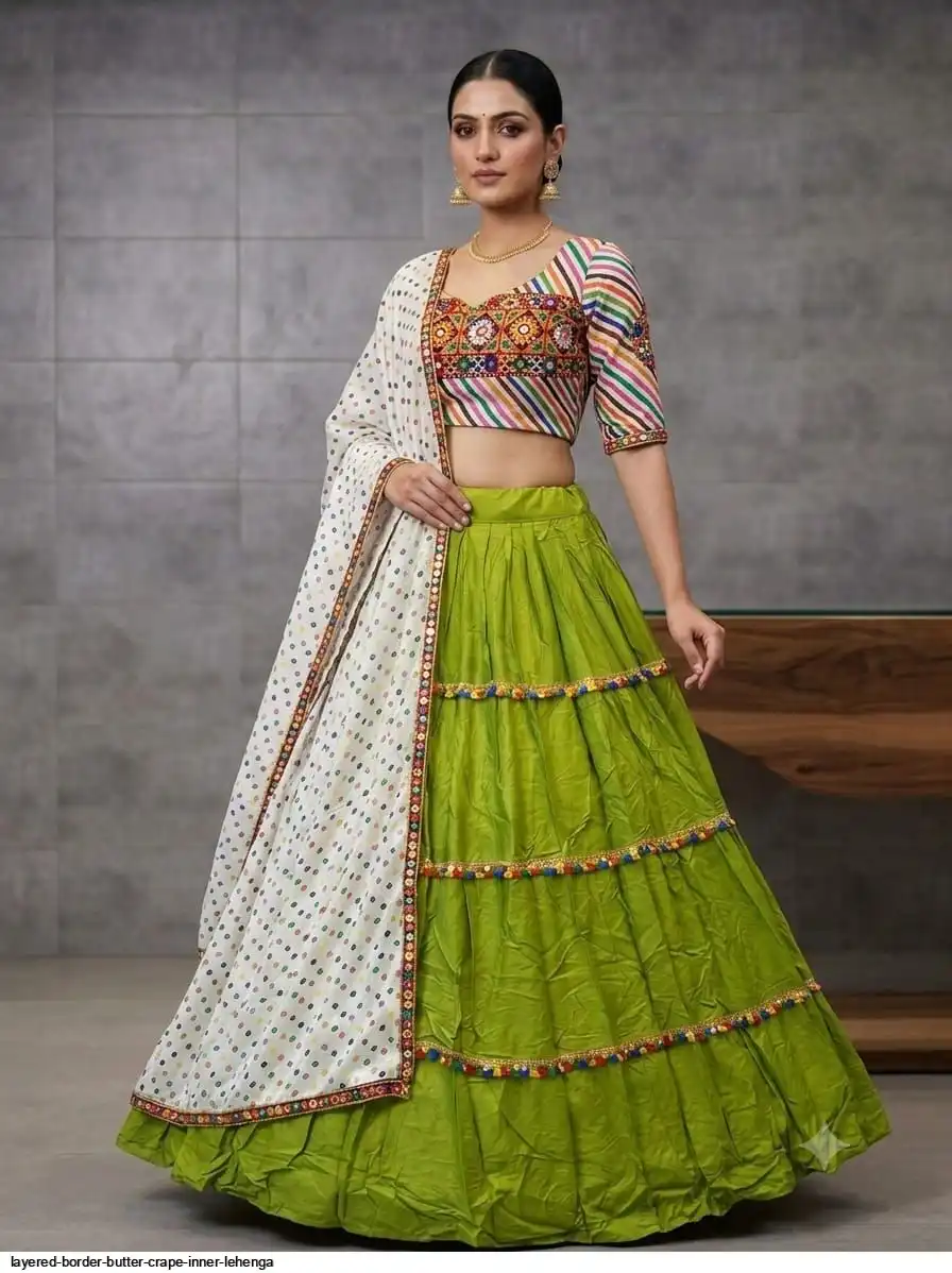 LAYERED BORDER BUTTER CRAPE INNER LEHENGA 2