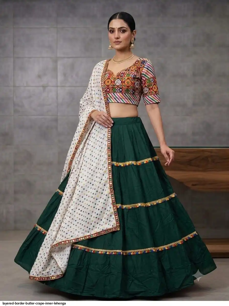 LAYERED BORDER BUTTER CRAPE INNER LEHENGA 3