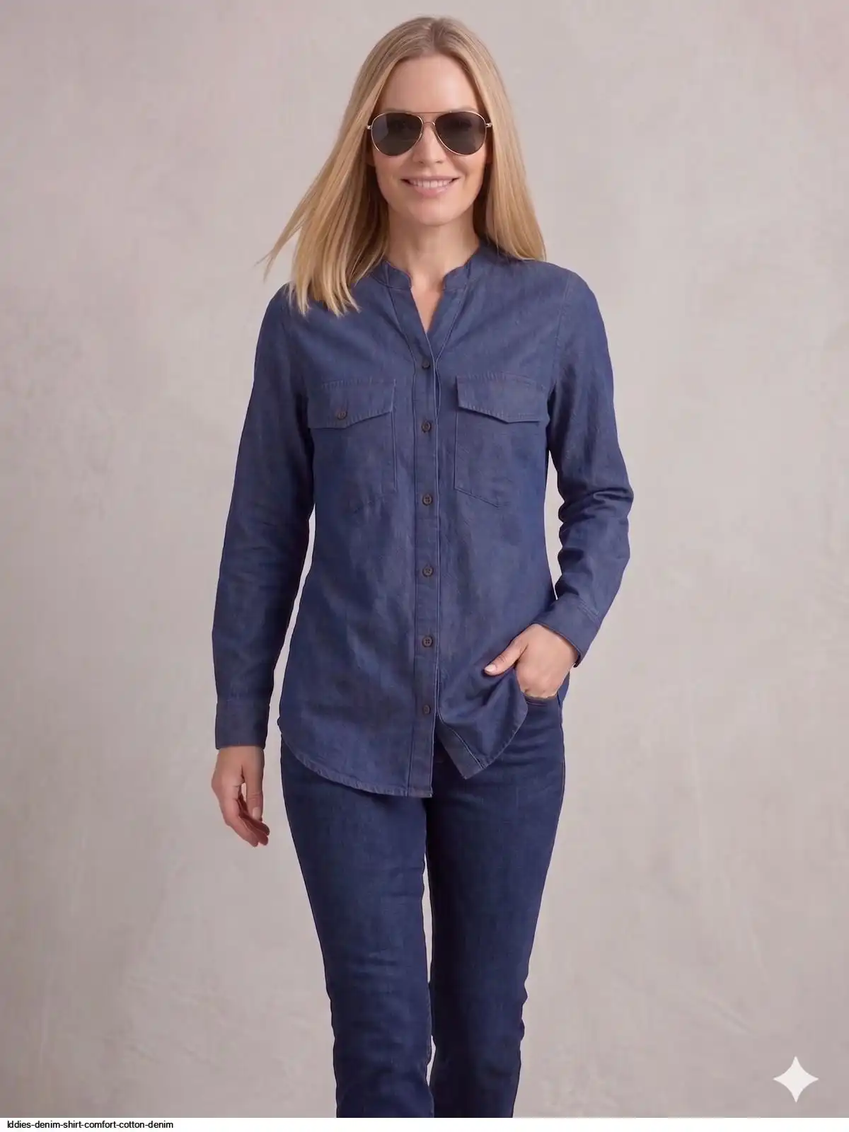 LEDIS DENIM SHIRT COMFORT COTTON DENIM B
