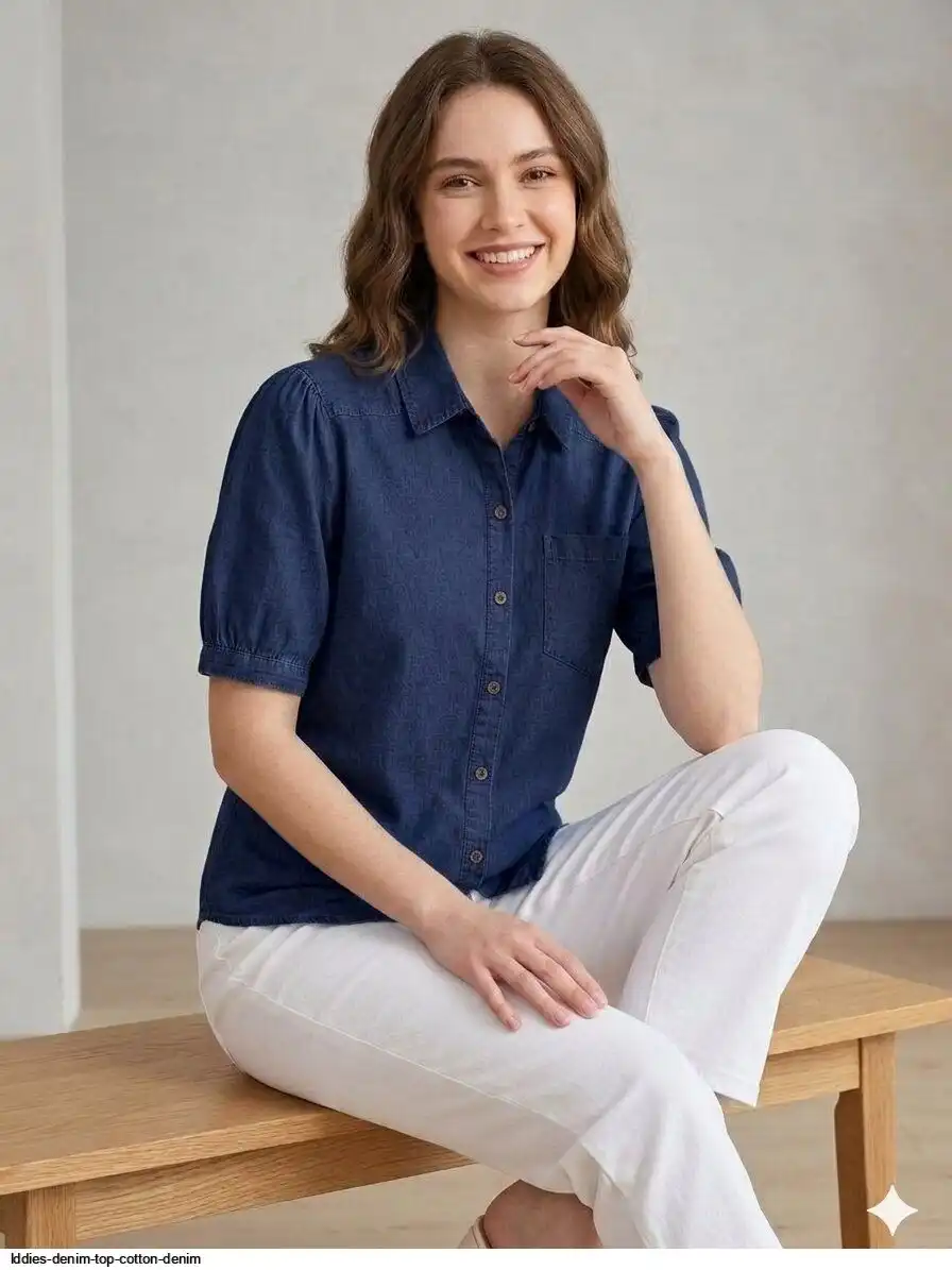 LADIES DENIM TOP COTTON DENIM A