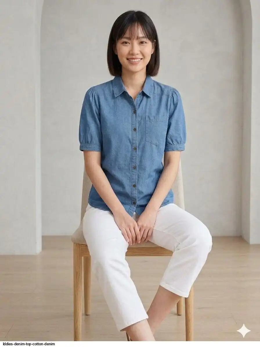 LADIES DENIM TOP COTTON DENIM B