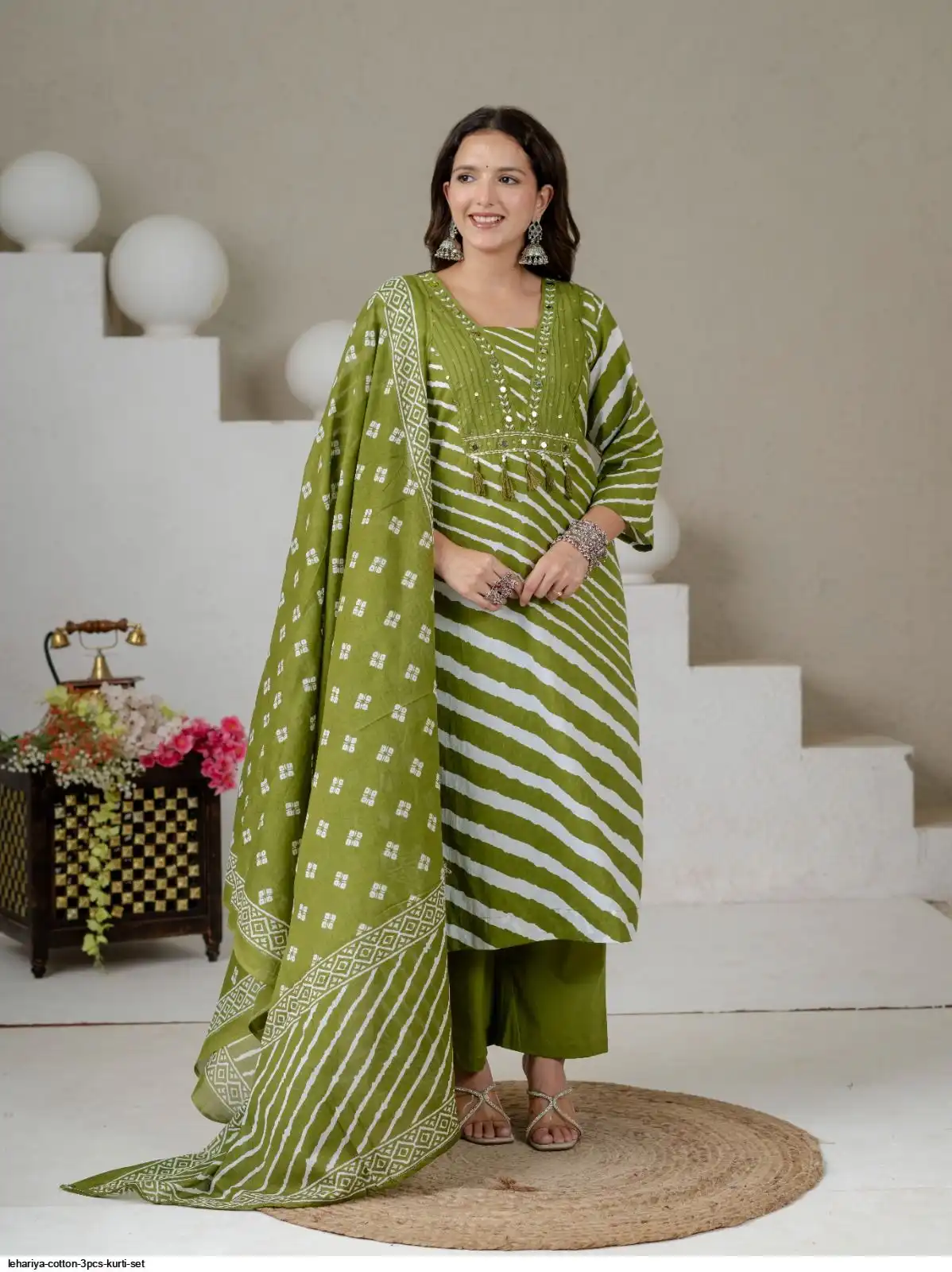 LEHARIYA COTTON 3PCS KURTI SET B