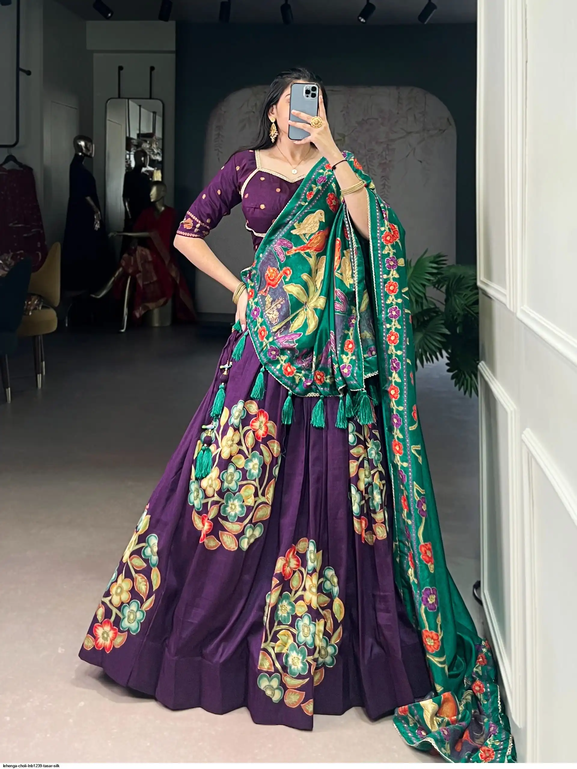LEHENGA CHOLI LNB1239 TASAR SILK 2