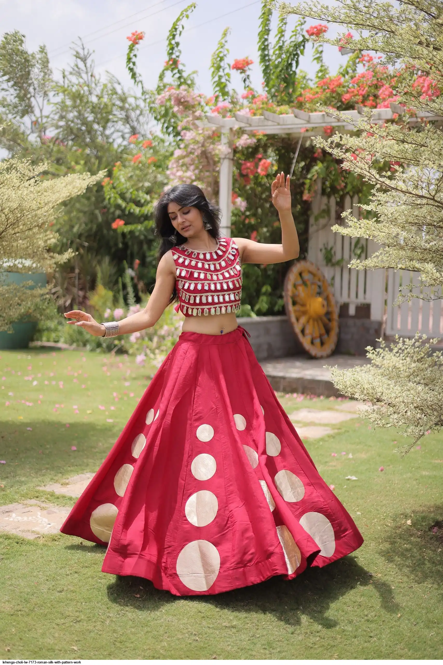 LEHENGA CHOLI LW 7173 ROMAN SILK WITH PATTERN WORK 2