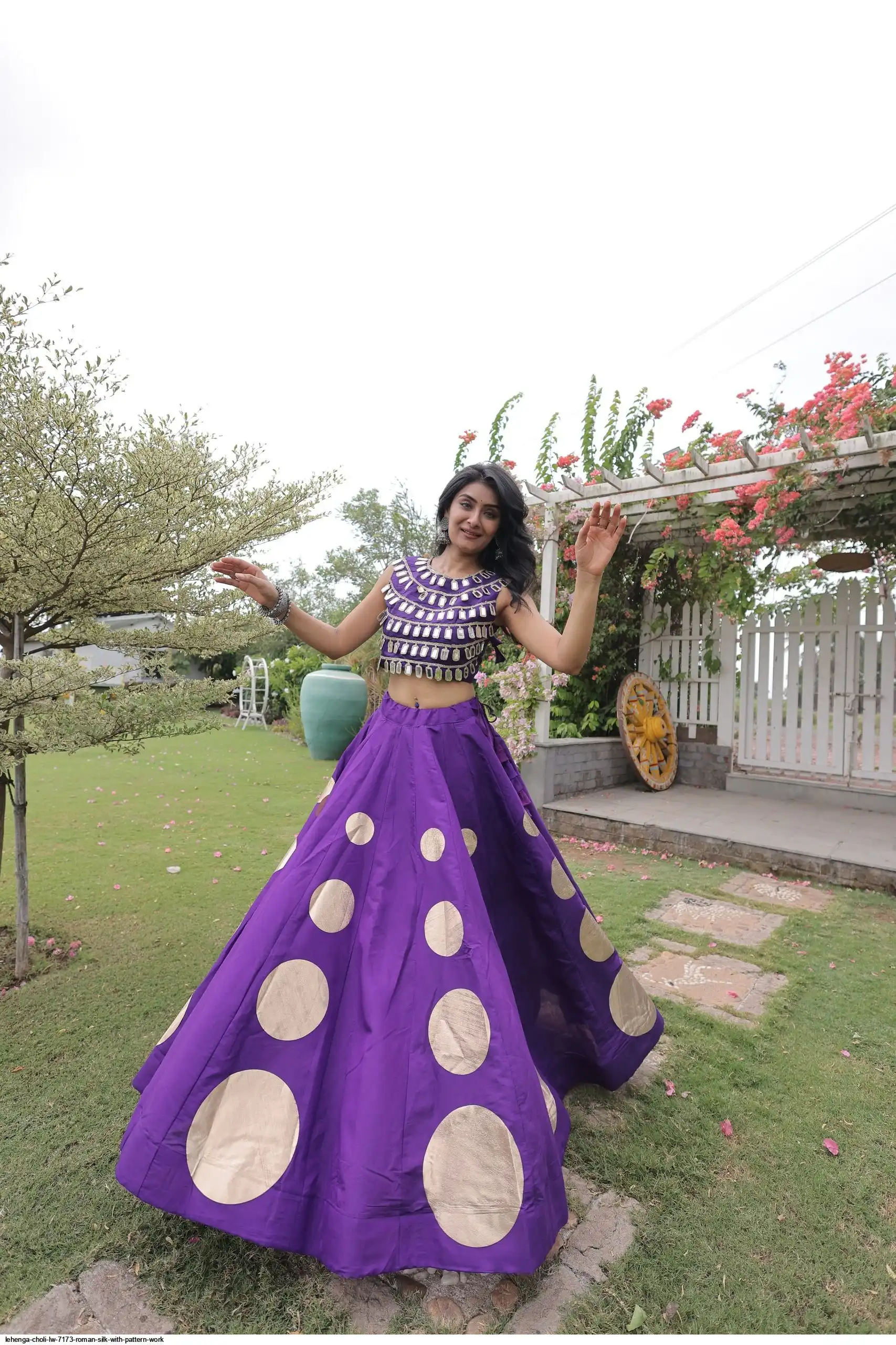 LEHENGA CHOLI LW 7173 ROMAN SILK WITH PATTERN WORK 4