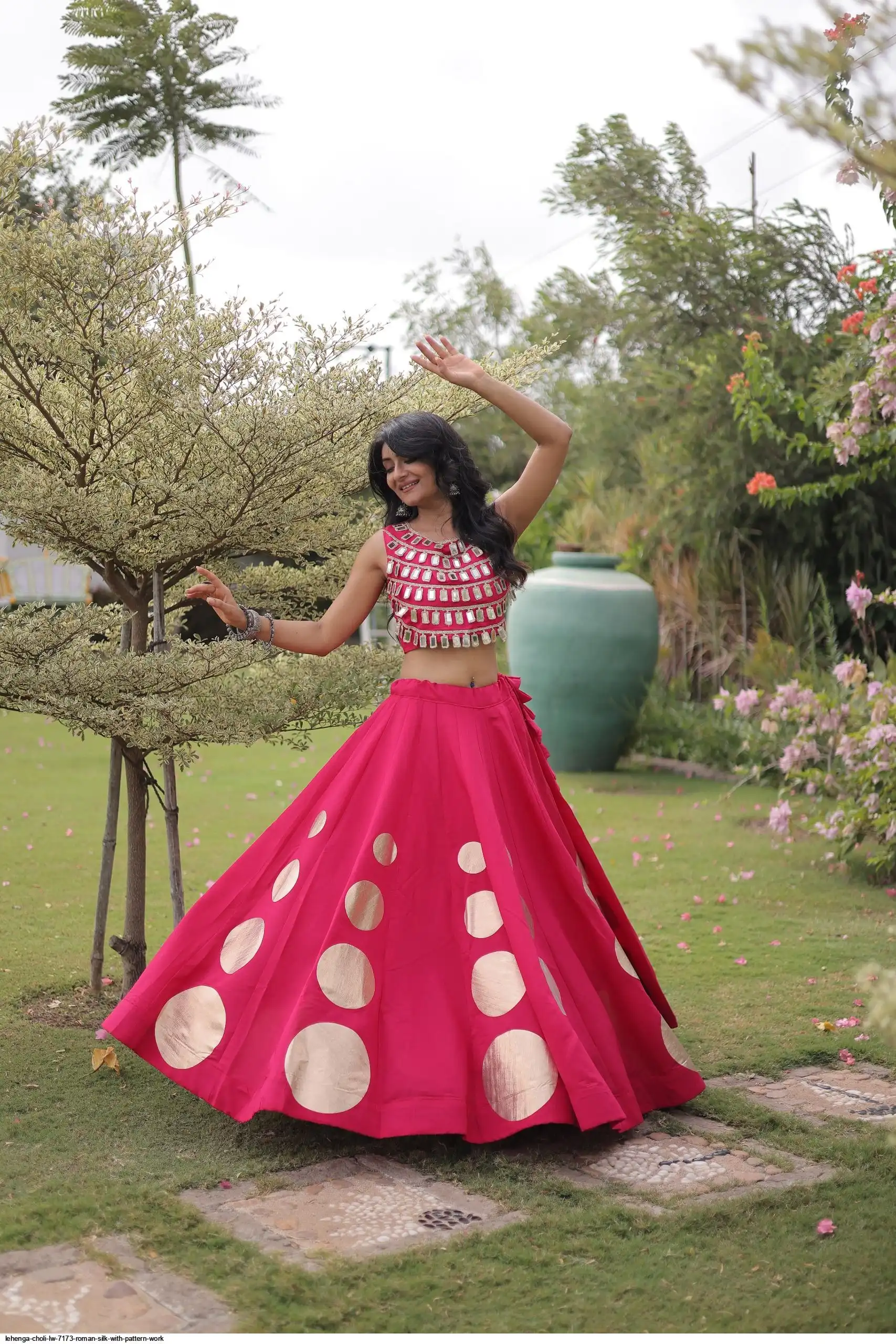 LEHENGA CHOLI LW 7173 ROMAN SILK WITH PATTERN WORK 5