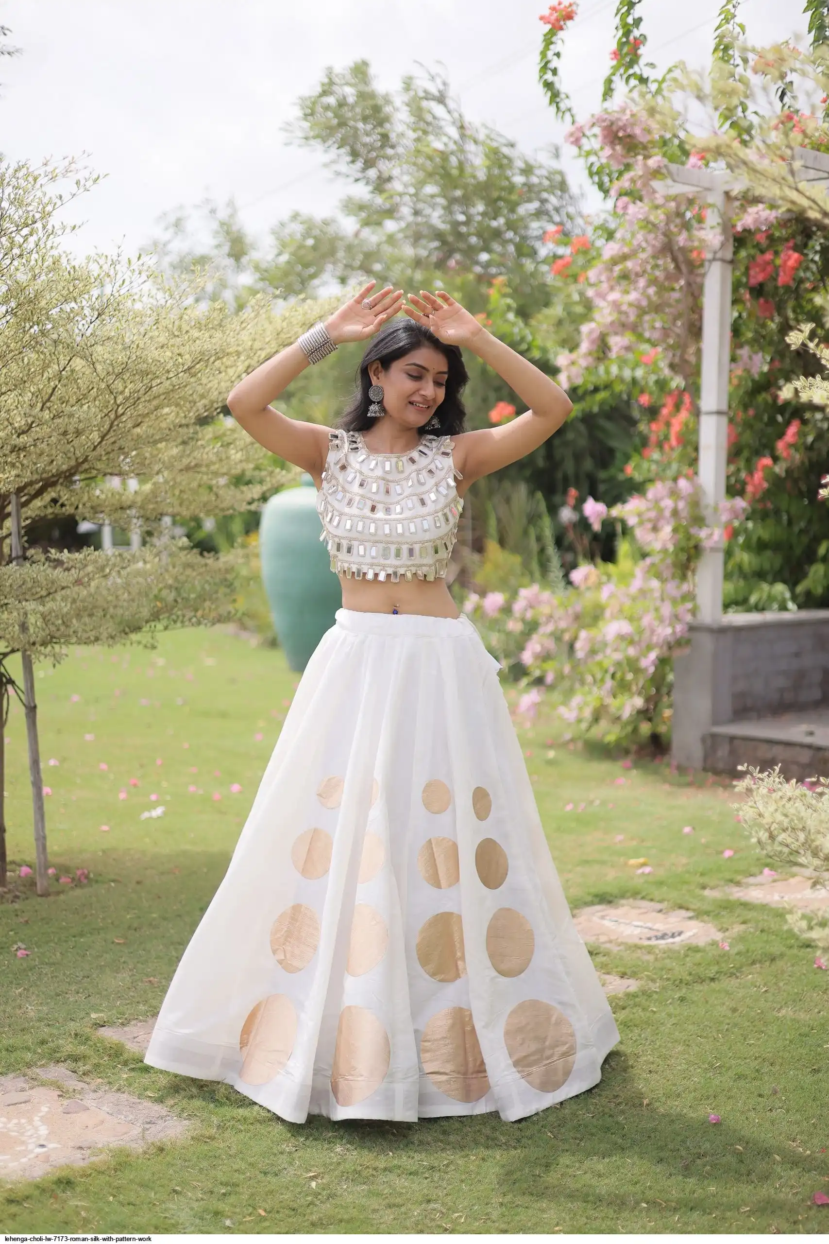 LEHENGA CHOLI LW 7173 ROMAN SILK WITH PATTERN WORK 6