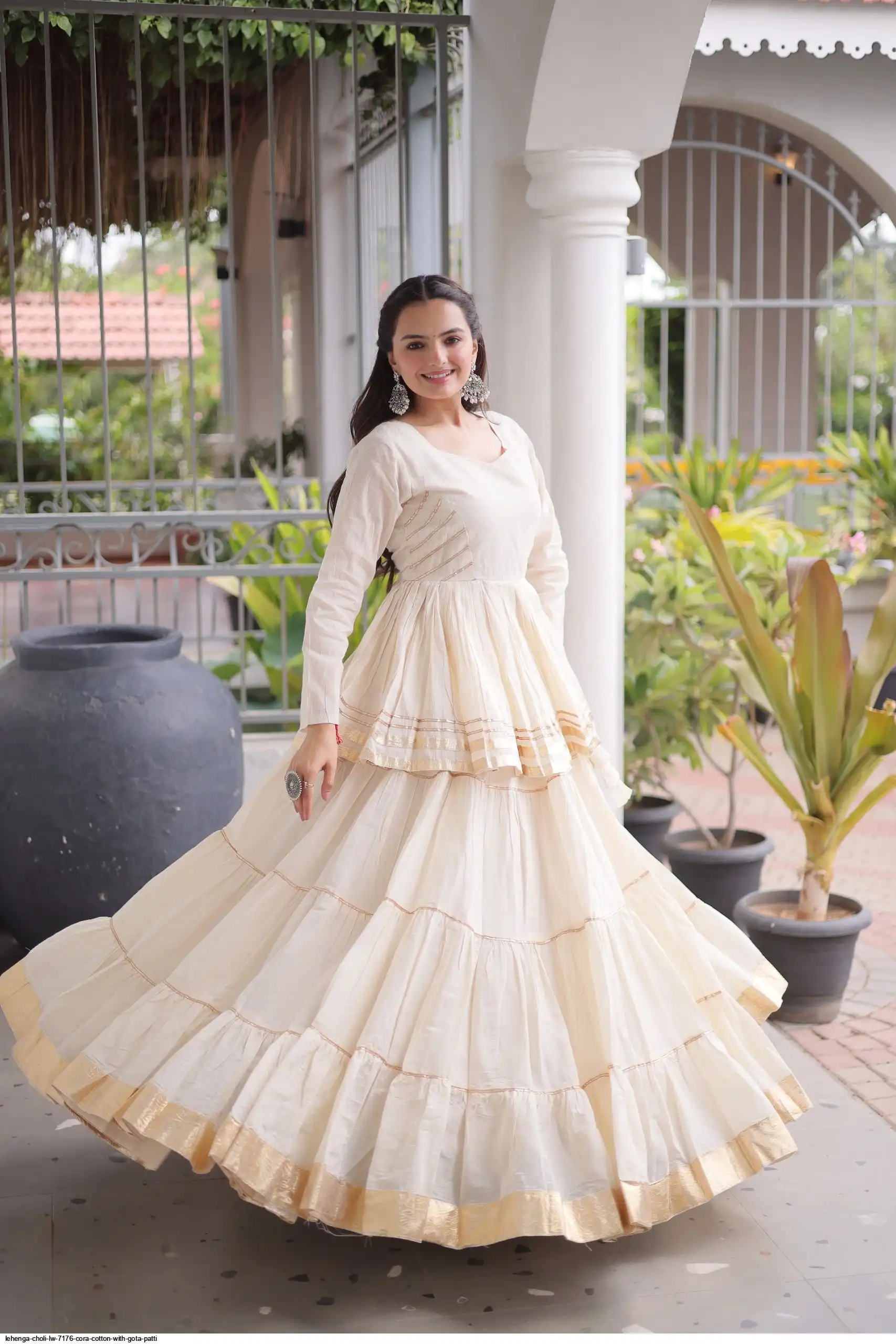 LEHENGA CHOLI LW 7176 CORA COTTON WITH GOTA PATTI 1