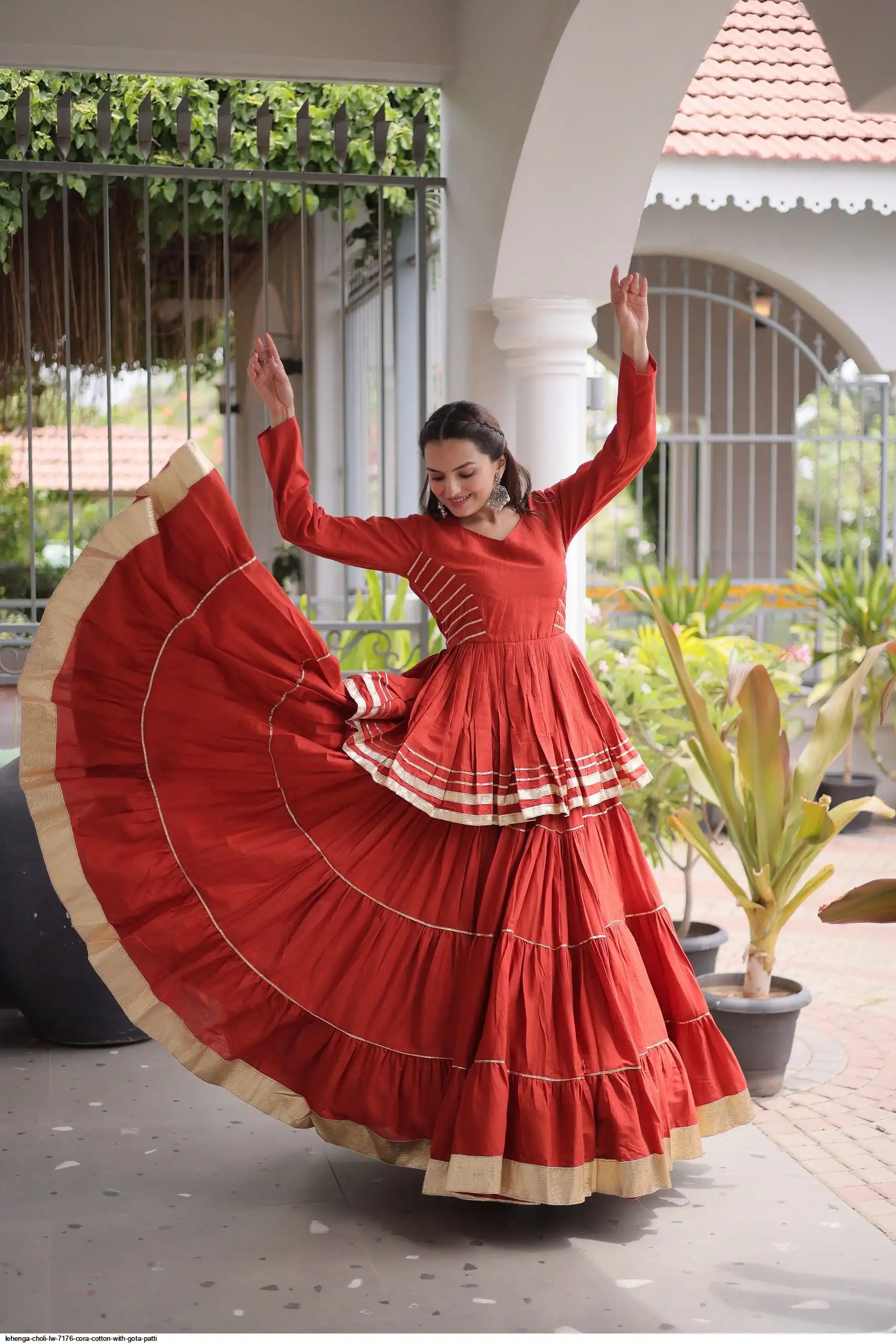 LEHENGA CHOLI LW 7176 CORA COTTON WITH GOTA PATTI 2