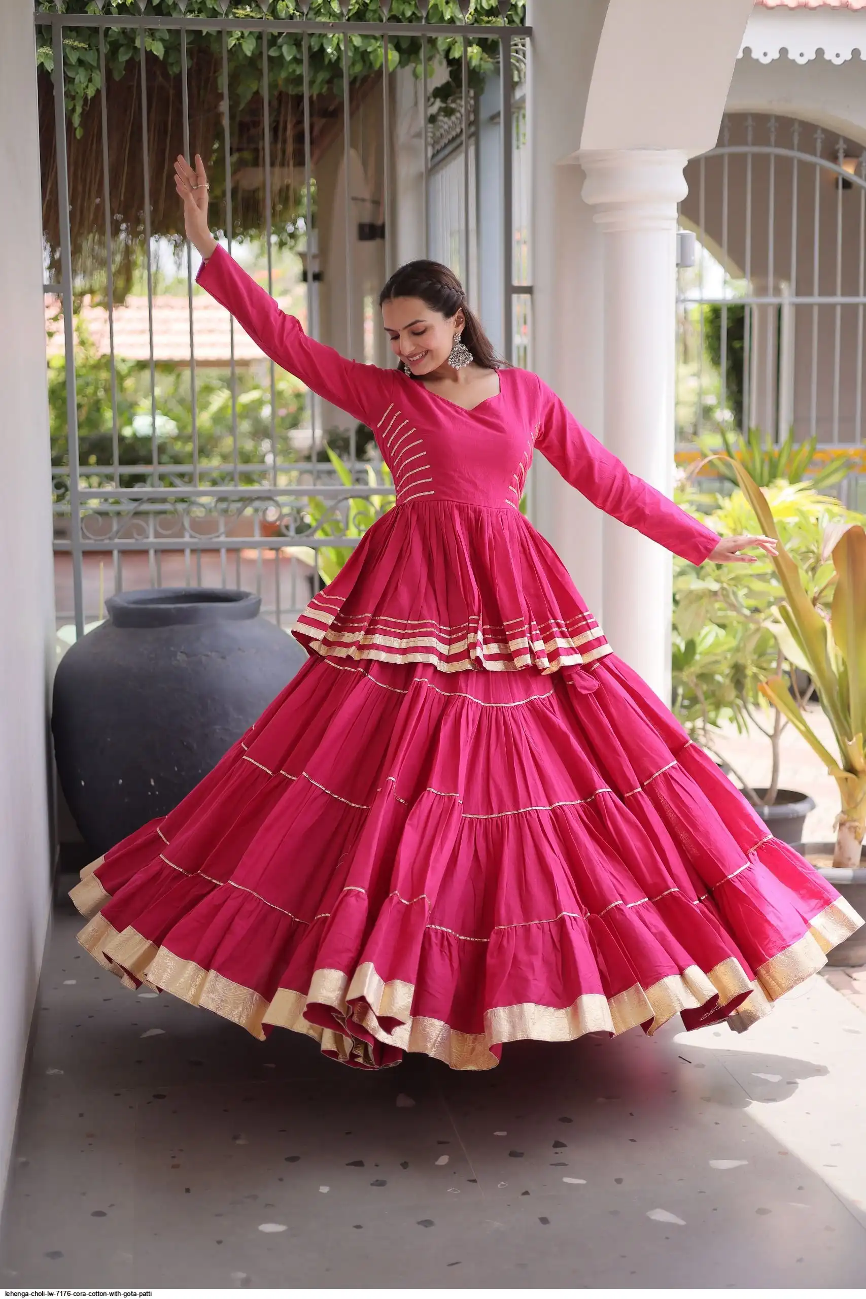 LEHENGA CHOLI LW 7176 CORA COTTON WITH GOTA PATTI 3