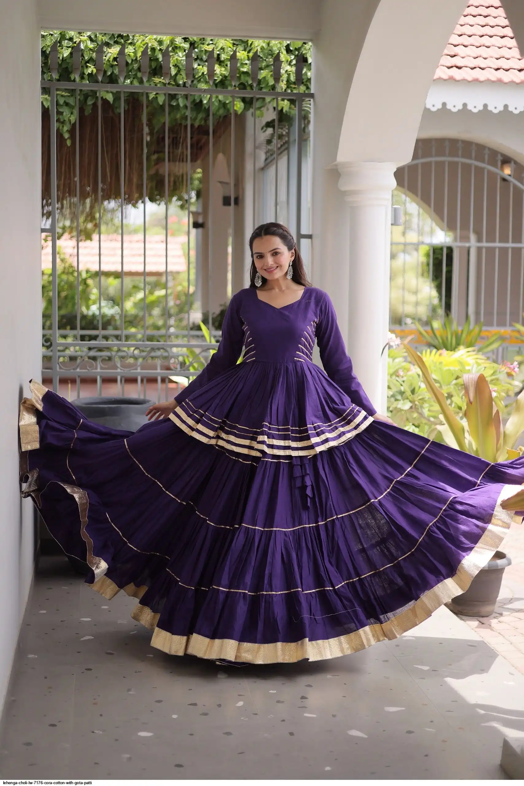 LEHENGA CHOLI LW 7176 CORA COTTON WITH GOTA PATTI 4