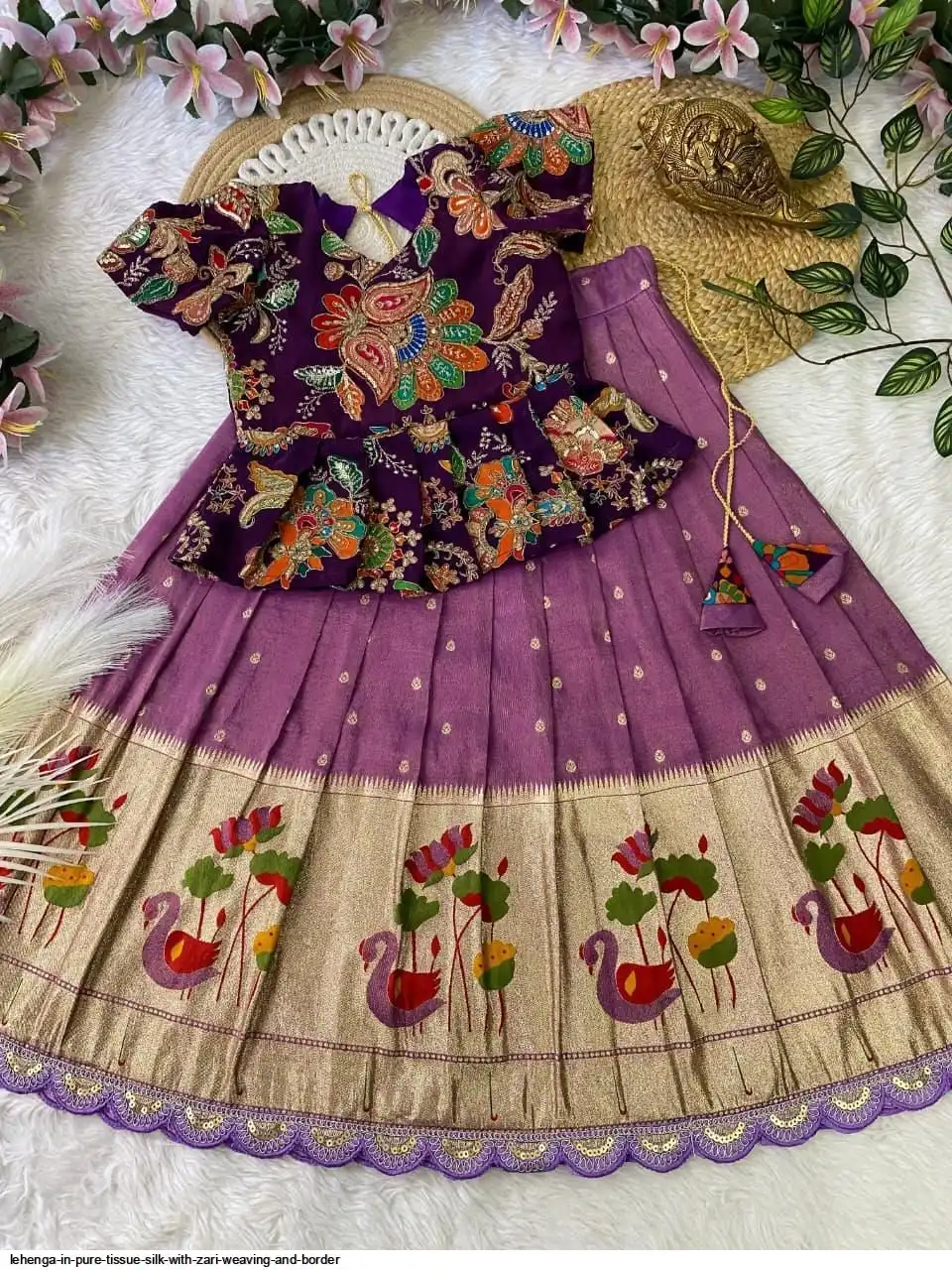 LEHENGA IN PURE TISSUE SILK WITH ZARI WEAVING AND BORDER 1