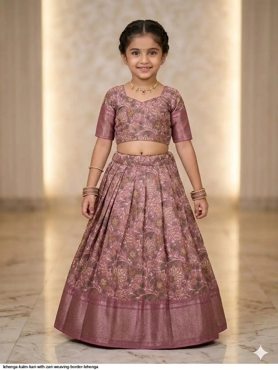 LEHENGA KALM KARI WITH ZARI WEAVING BORDER LEHENGA 2