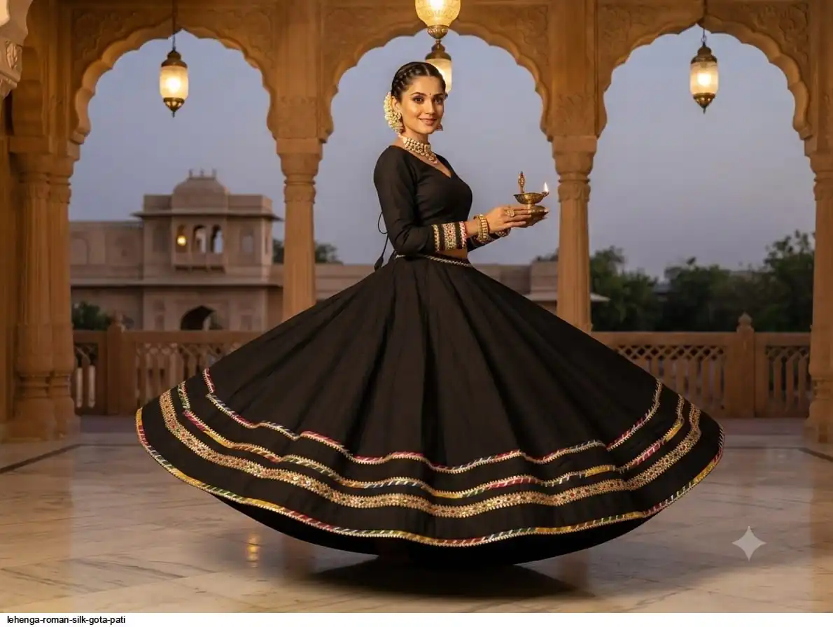 LEHENGA ROMAN SILK GOTA PATI 2