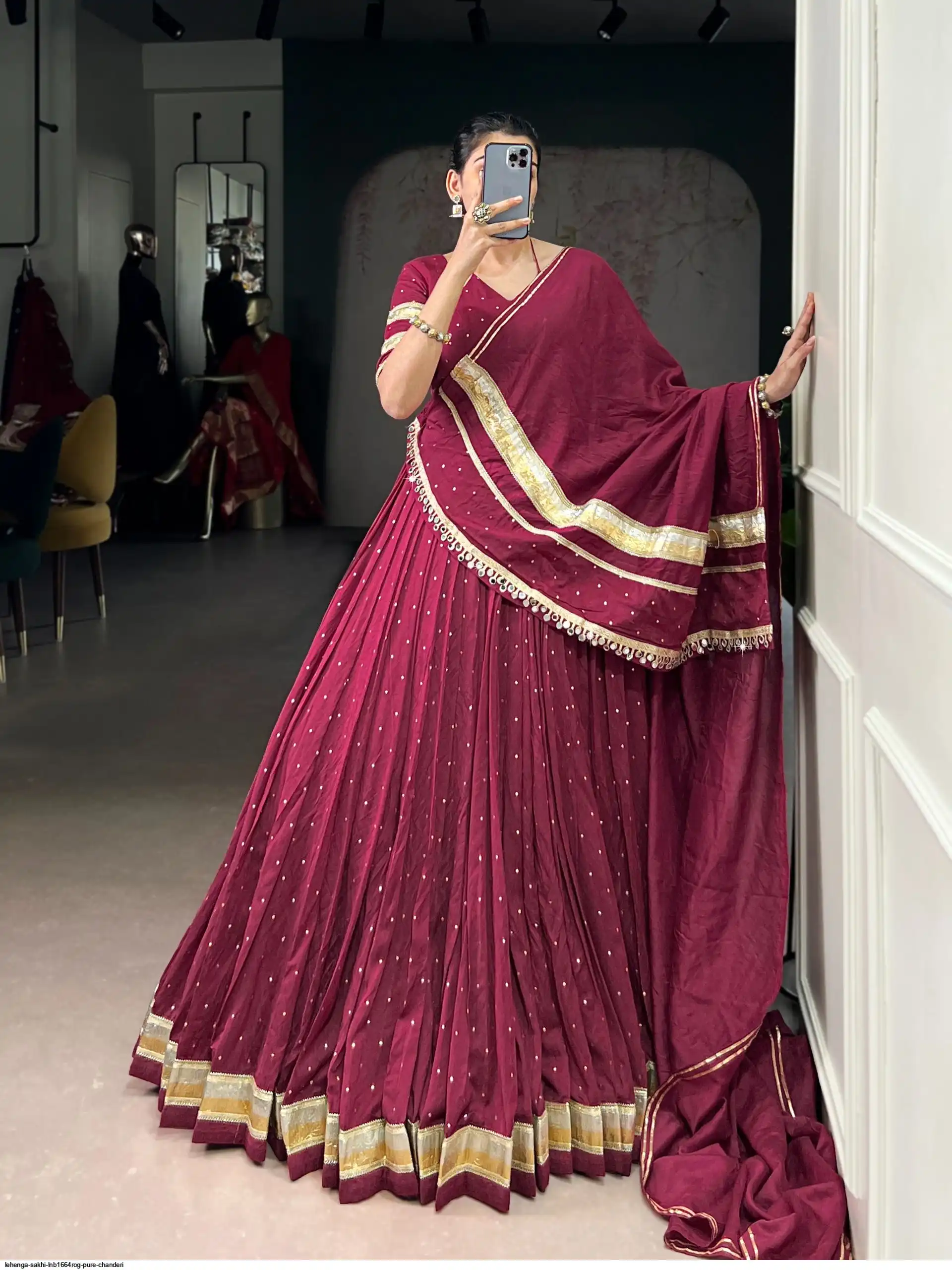 LEHENGA SAKHI LNB1664ROG PURE CHANDERI 2