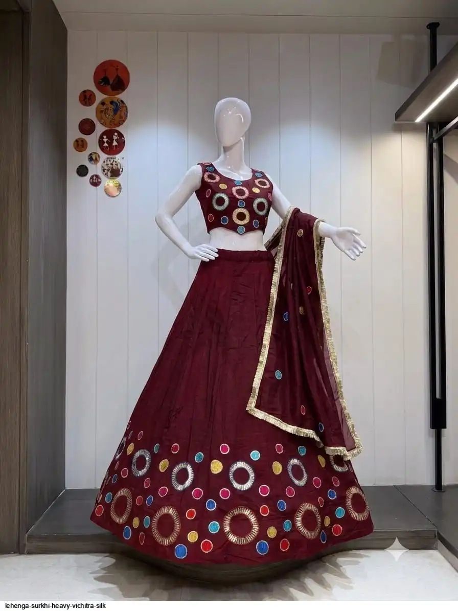 LEHENGA SURKHI HEAVY VICHITRA SILK 2