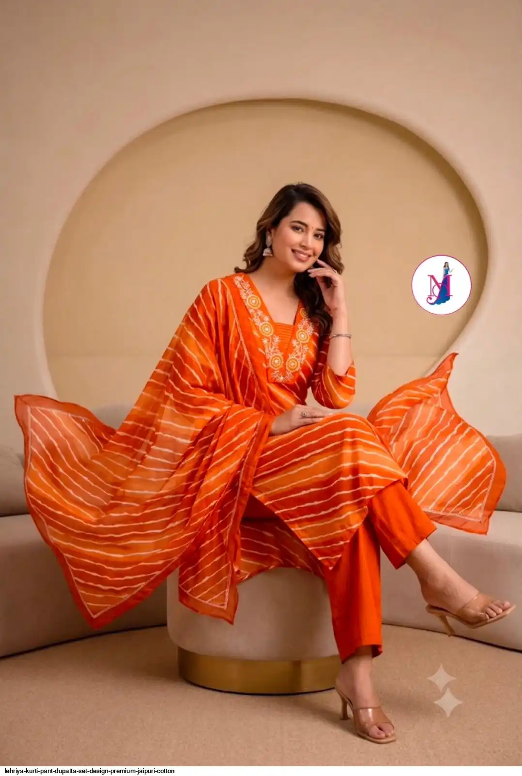 LEHRIYA KURTI PANT DUPATTA SET DESIGN PREMIUM JAIPURI COTTON D