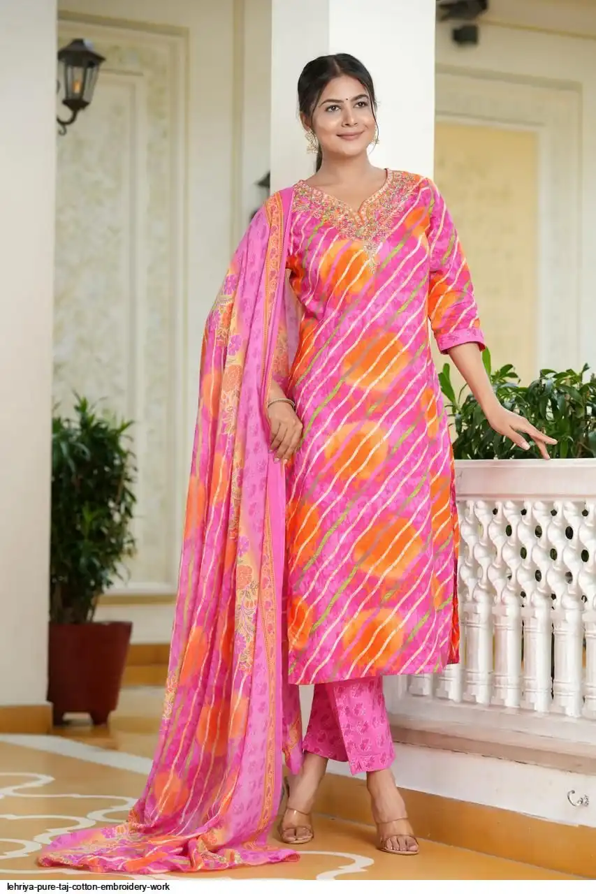 LEHRIYA PURE TAJ COTTON EMBROIDERY WORK A
