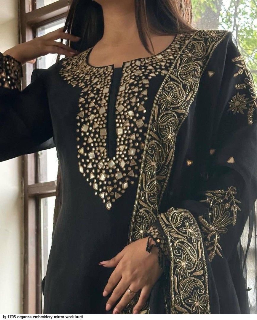 LG-1705 ORGANZA EMBROIDERY MIRROR WORK KURTI