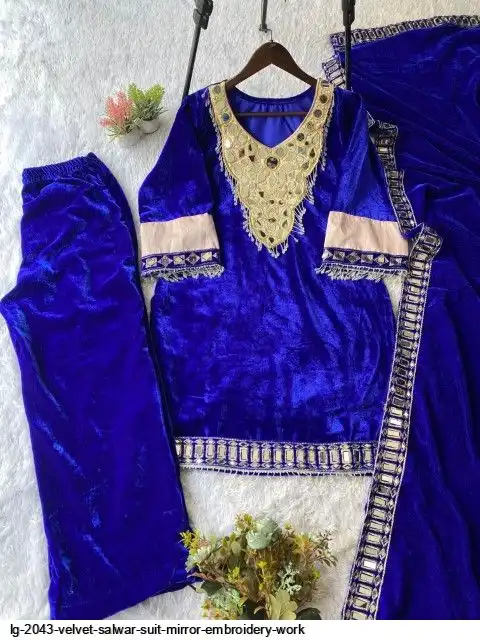 LG 2043 VELVET SALWAR SUIT MIRROR EMBROIDERY WORK B