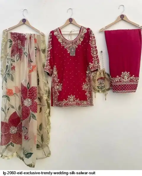 LG 2060 EID EXCLUSIVE TRENDY WEDDING SILK SALWAR SUIT A