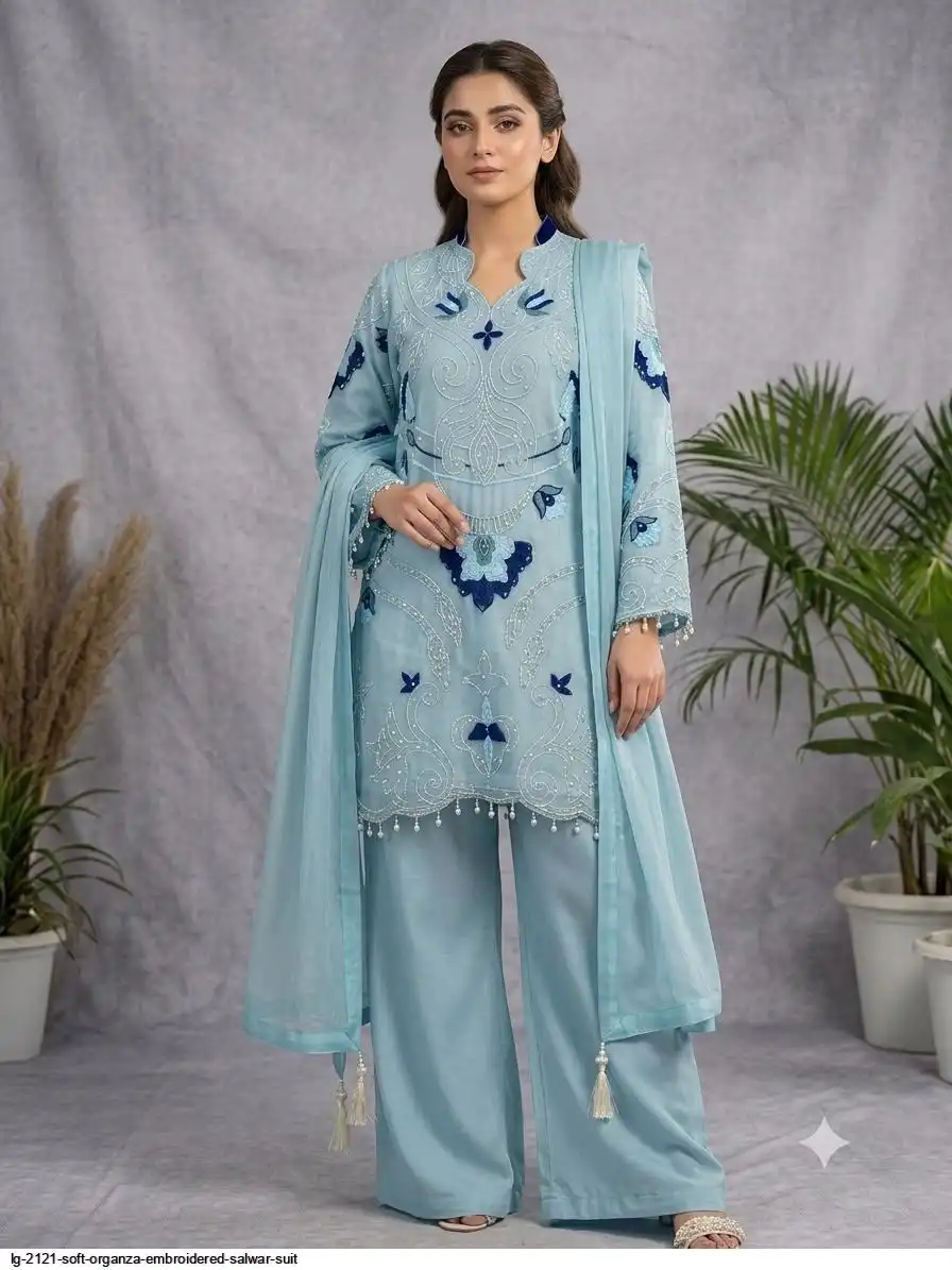 LG 2121 SOFT ORGANZA EMBROIDERED SALWAR SUIT 3