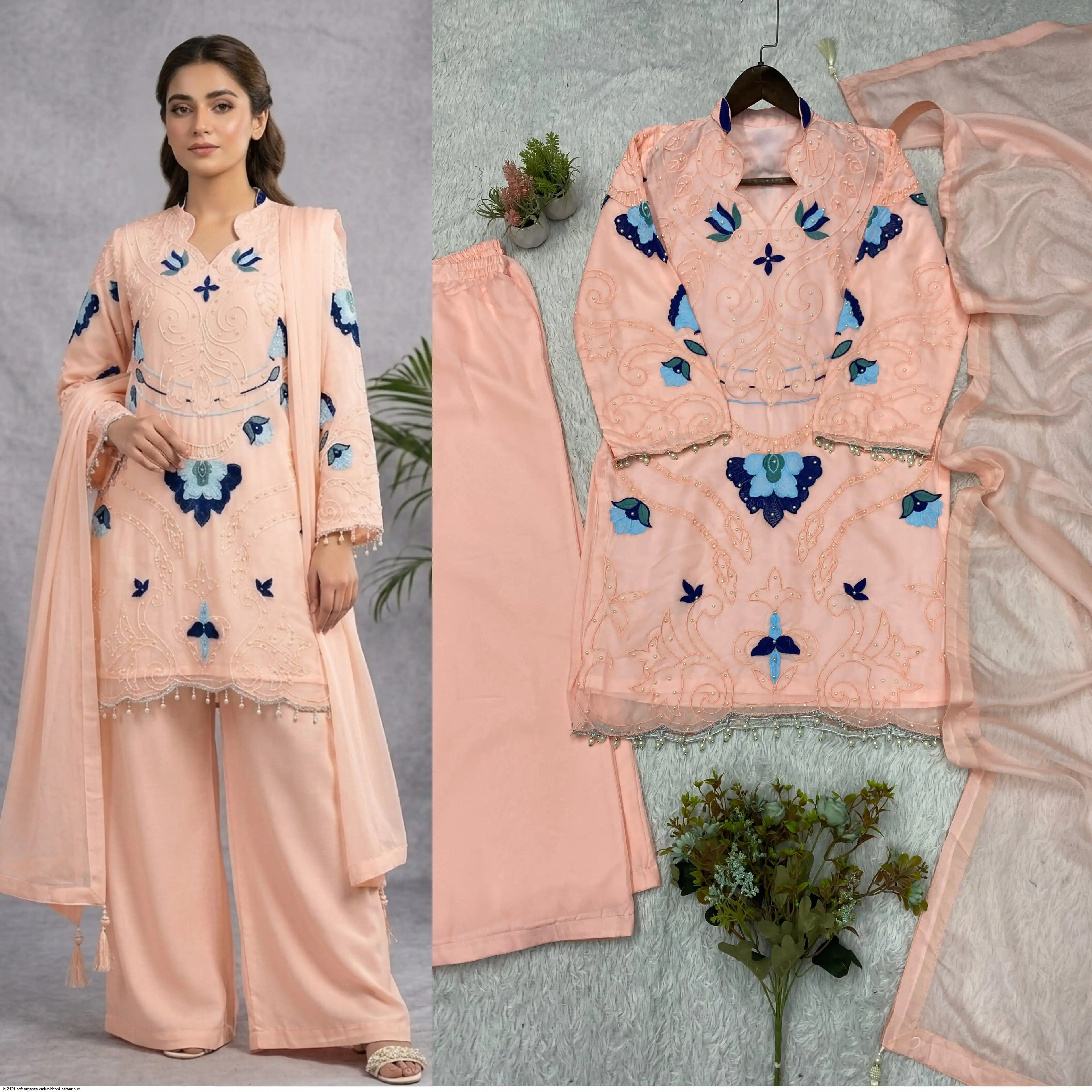 LG 2121 SOFT ORGANZA EMBROIDERED SALWAR SUIT 2