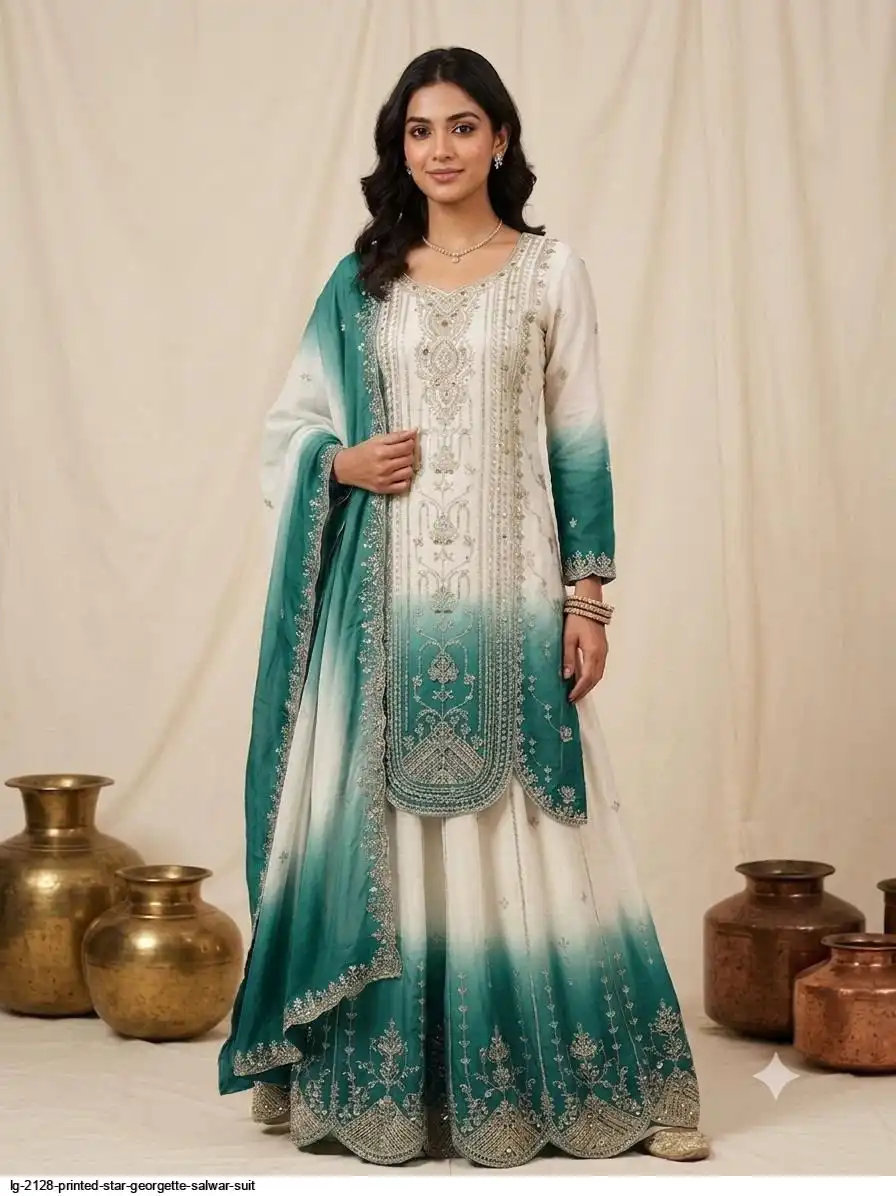 LG 2128 PRINTED STAR GEORGETTE SALWAR SUIT 5