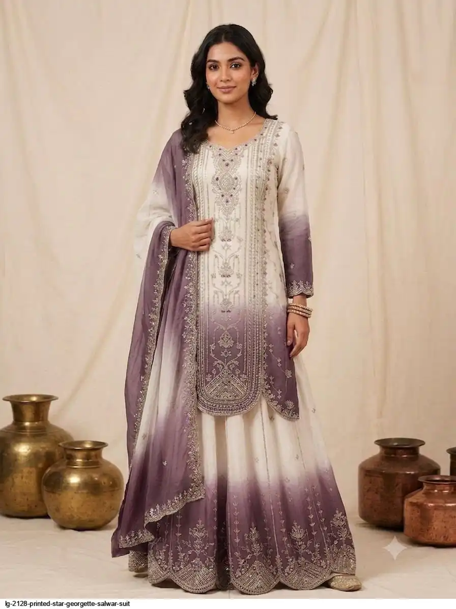 LG 2128 PRINTED STAR GEORGETTE SALWAR SUIT 4