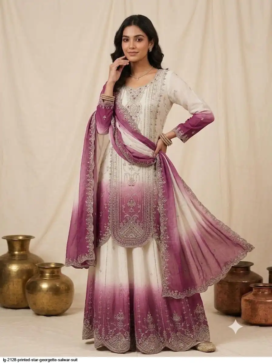 LG 2128 PRINTED STAR GEORGETTE SALWAR SUIT 3