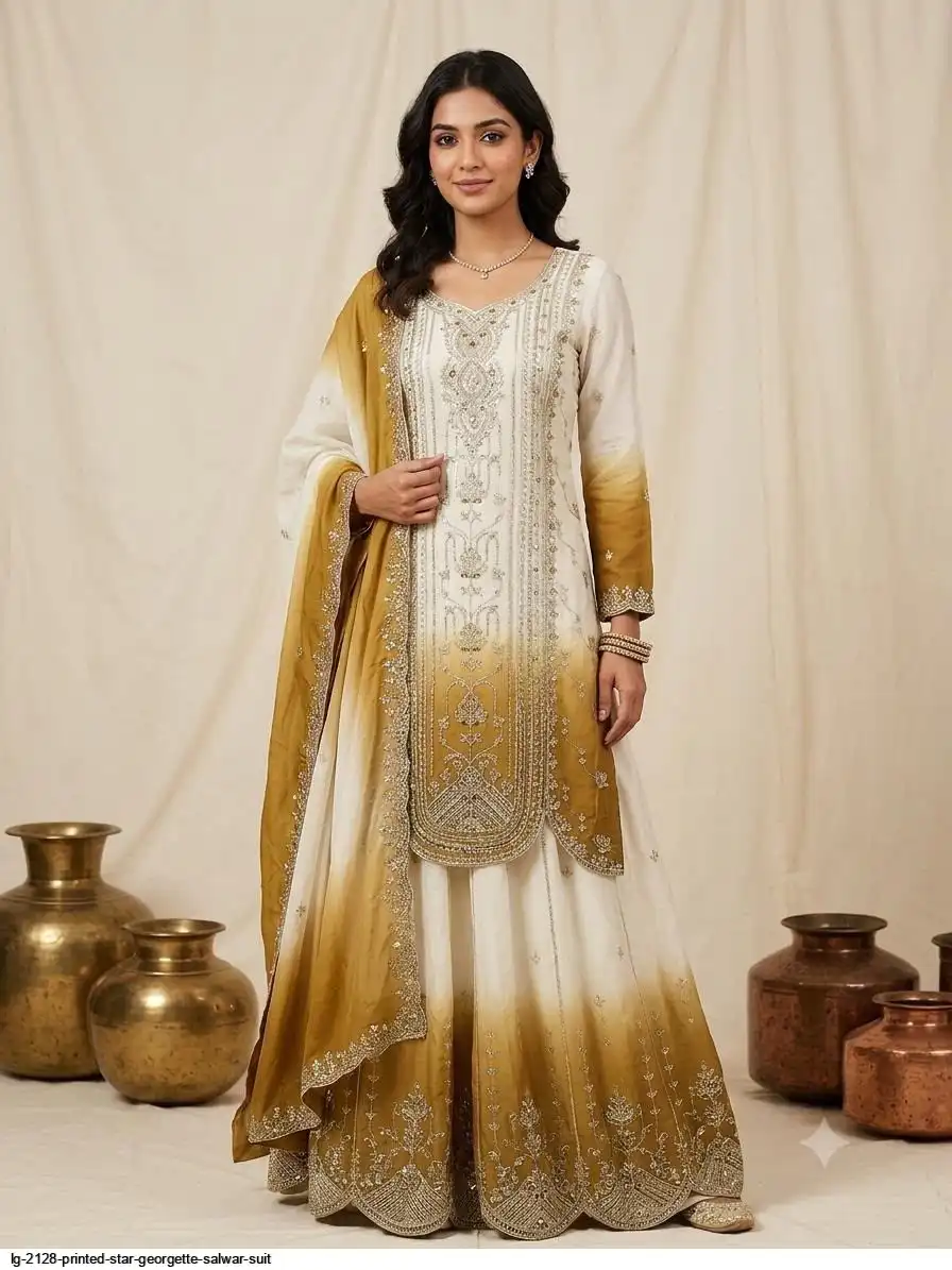 LG 2128 PRINTED STAR GEORGETTE SALWAR SUIT 1