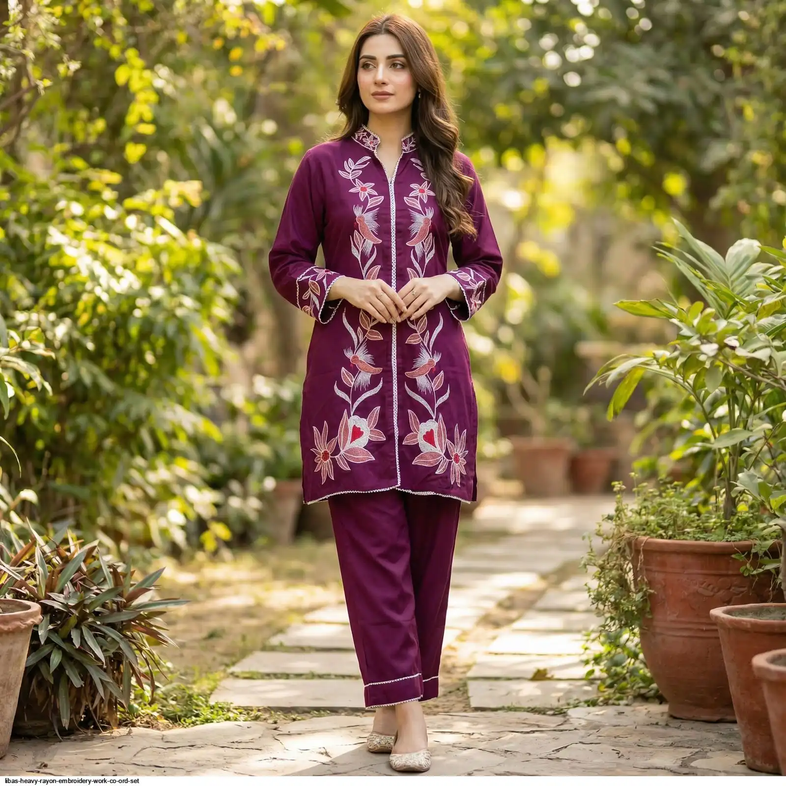 LIBAS HEAVY RAYON EMBROIDERY WORK CO ORD SET A