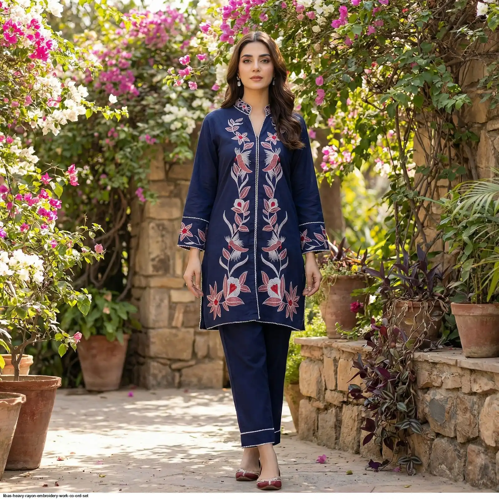 LIBAS HEAVY RAYON EMBROIDERY WORK CO ORD SET C