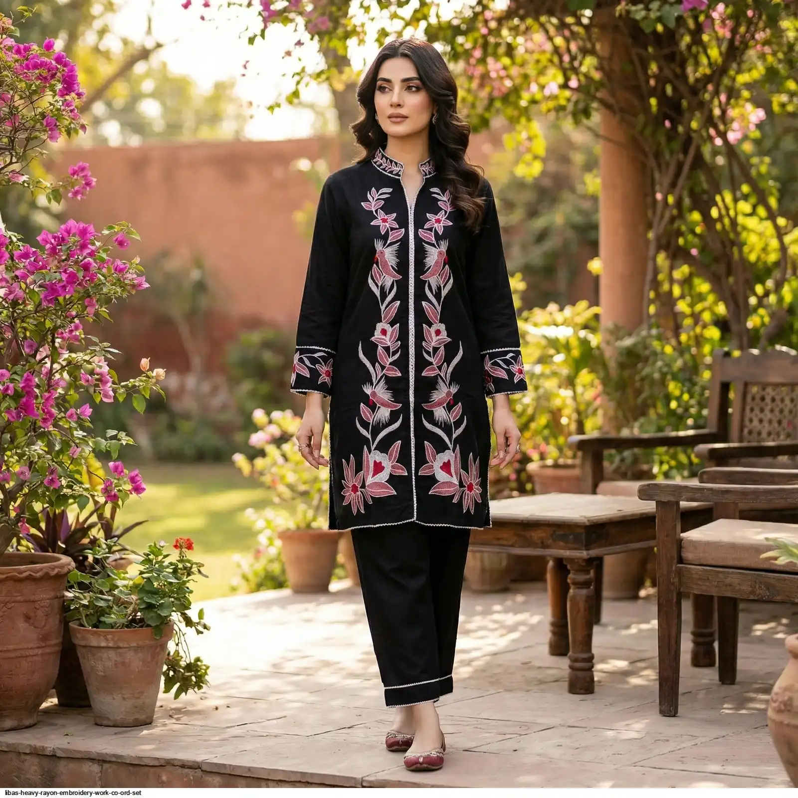 LIBAS HEAVY RAYON EMBROIDERY WORK CO ORD SET B
